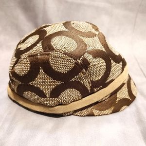 Coach Signature Bucket Hat Leather Trim Size P/S new without tags